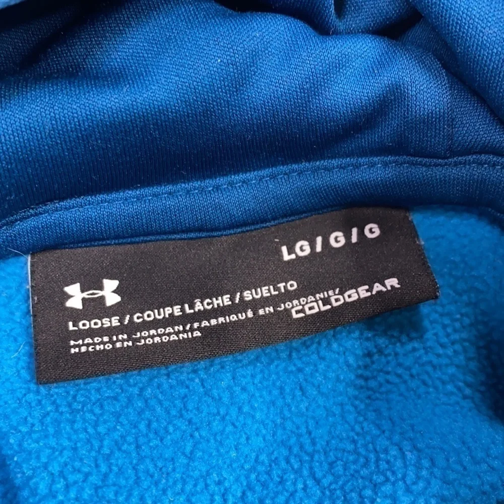 Under Armour Blue Fleece Hooded Loose Fit Coldgear Sweatshirt Size Large